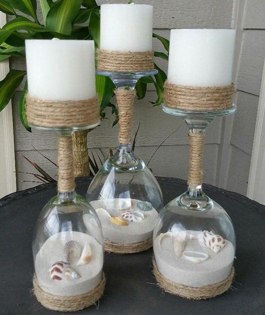 Wine-Glass Candle Holders